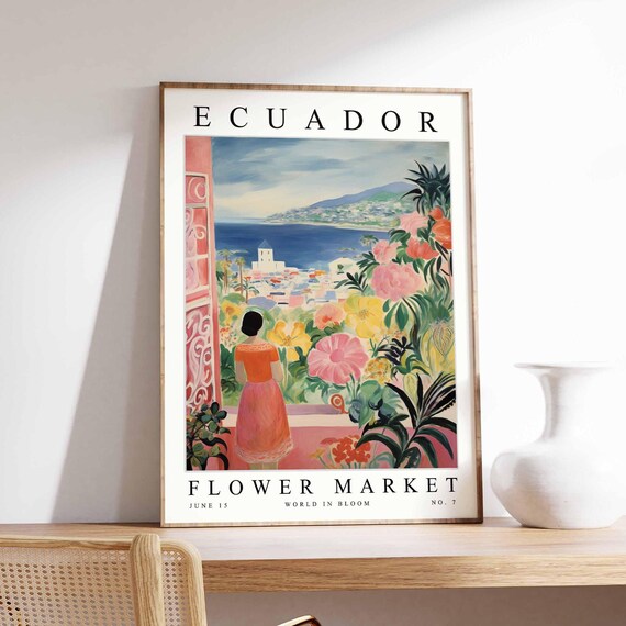 Ecuador Flower Market Poster Print Ecuadorian Floral Wall Art Ecuadorfloral Decor Botanical South America Travel