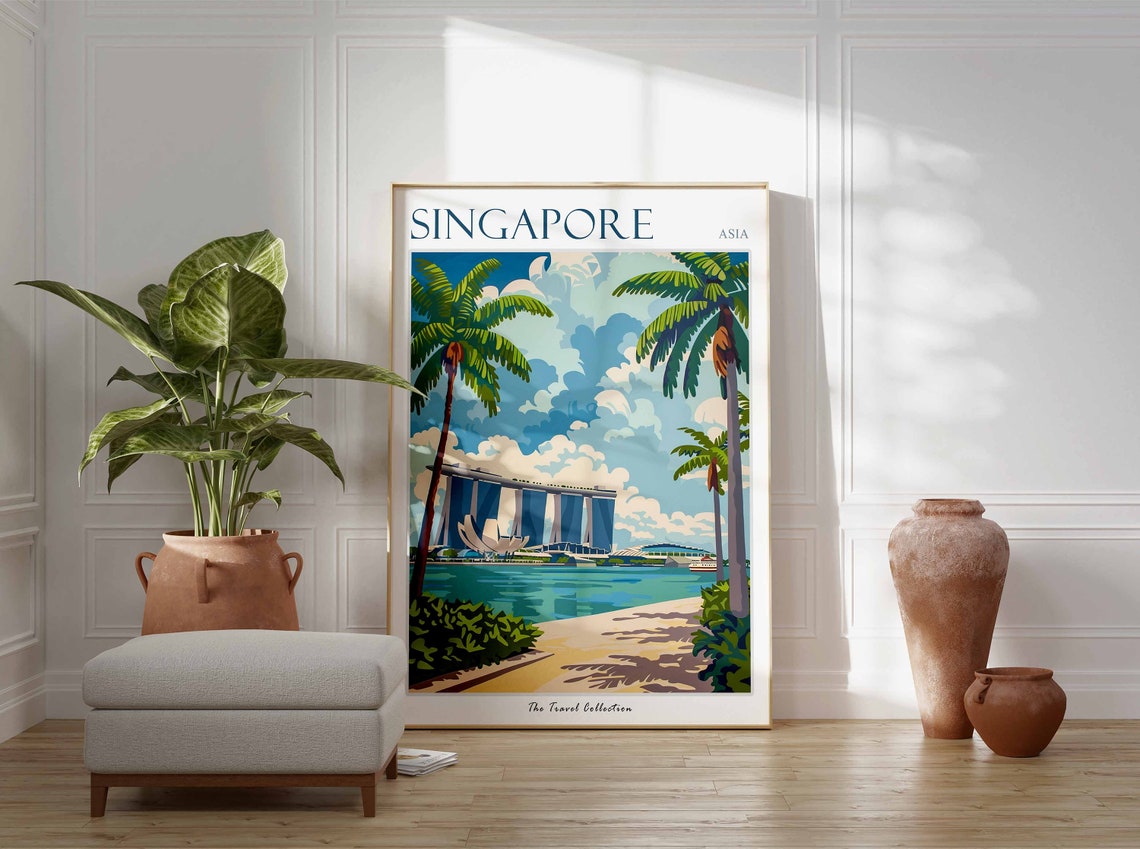 Singapore Poster Singapore Travel Print Tropical Decor City Wall Art Singaporean Decor Asia Travel Print Singapore Gift - Image 3
