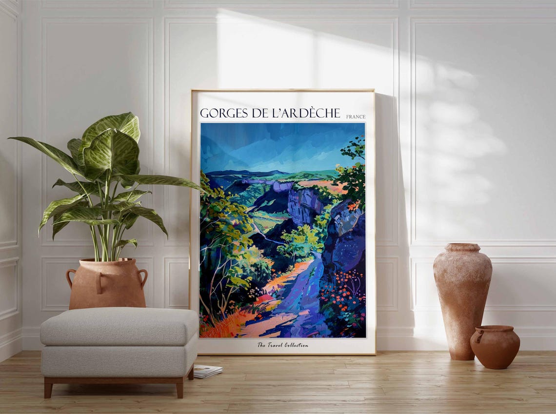 Gorges De Lardche Poster France Travel Print French Decor Europe Travel Poster European Wall Art Gorges De Lardche Travel Poster - Image 3