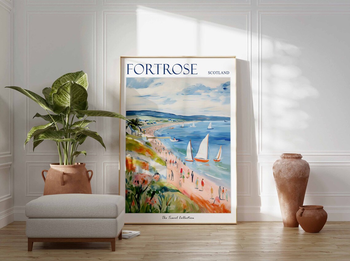 Fortrose Beach Sailboats Moray Firth Coast Scotland Travel Poster - Image 3