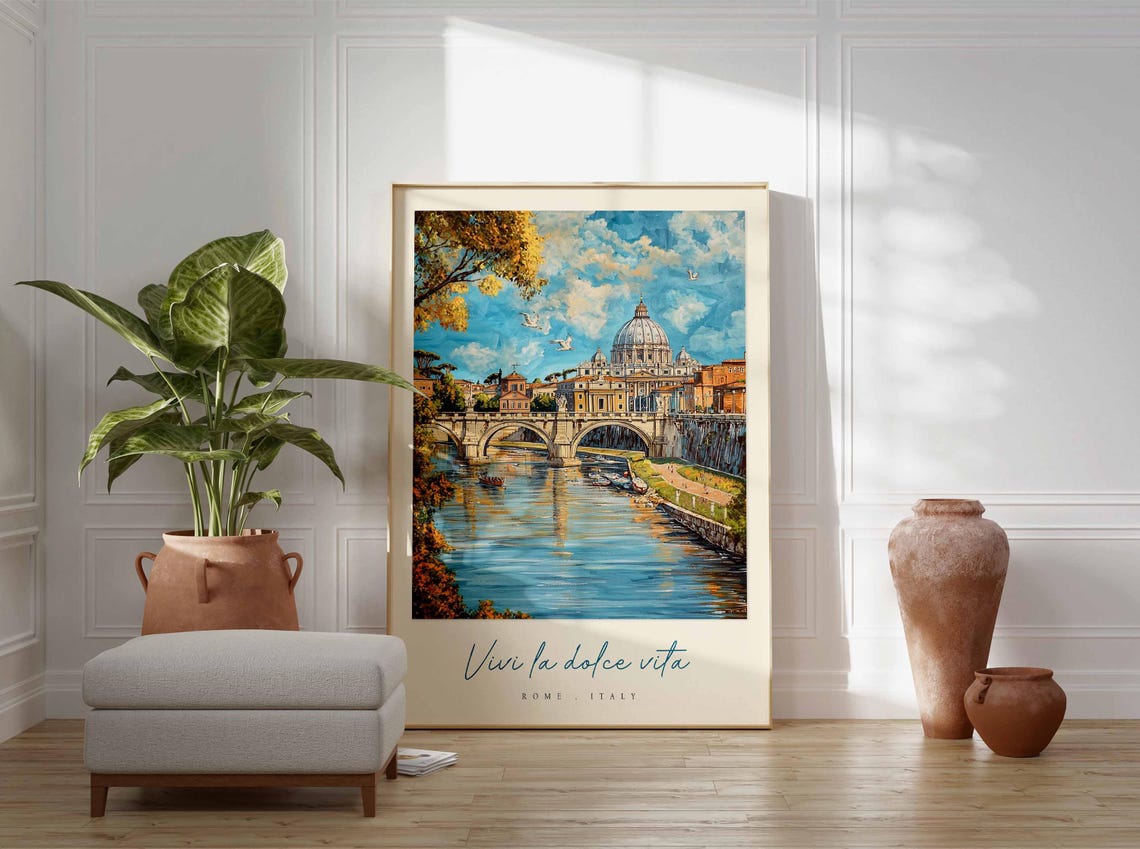 Rome Poster Italian Travel Print Rome Travel Art Rome Wall Art Italy Art Italy Travel Decor Italian Travel Gift - Image 3