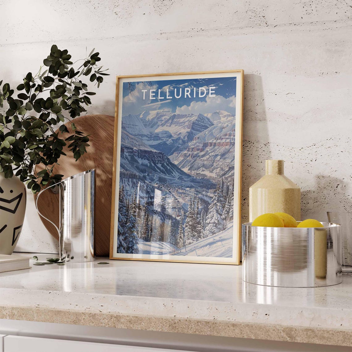 Telluride Panoramic Winter Valley and the Colorado Ski Town Poster - Image 2
