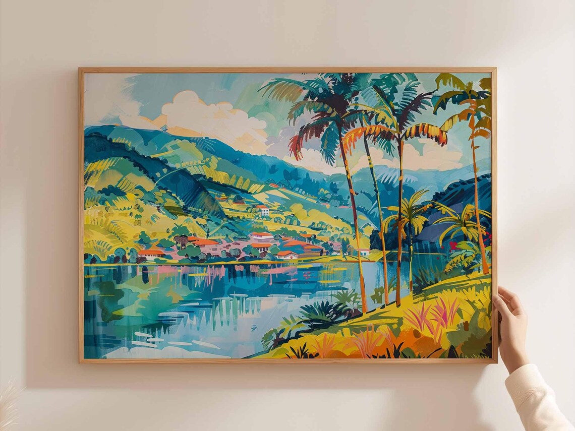 Colombia Travel Poster, South America Landscape