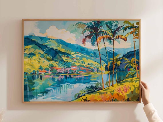 Colombia Travel Poster, South America Landscape