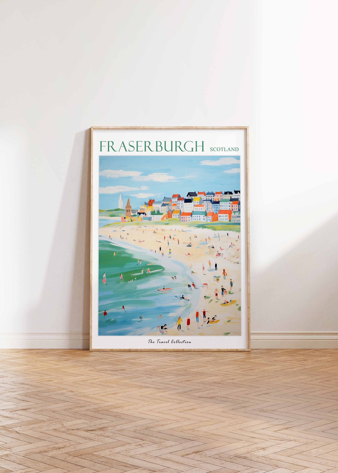 Fraserburgh Scotland Green Beach Town Scene Vintage Travel Poster - Image 2
