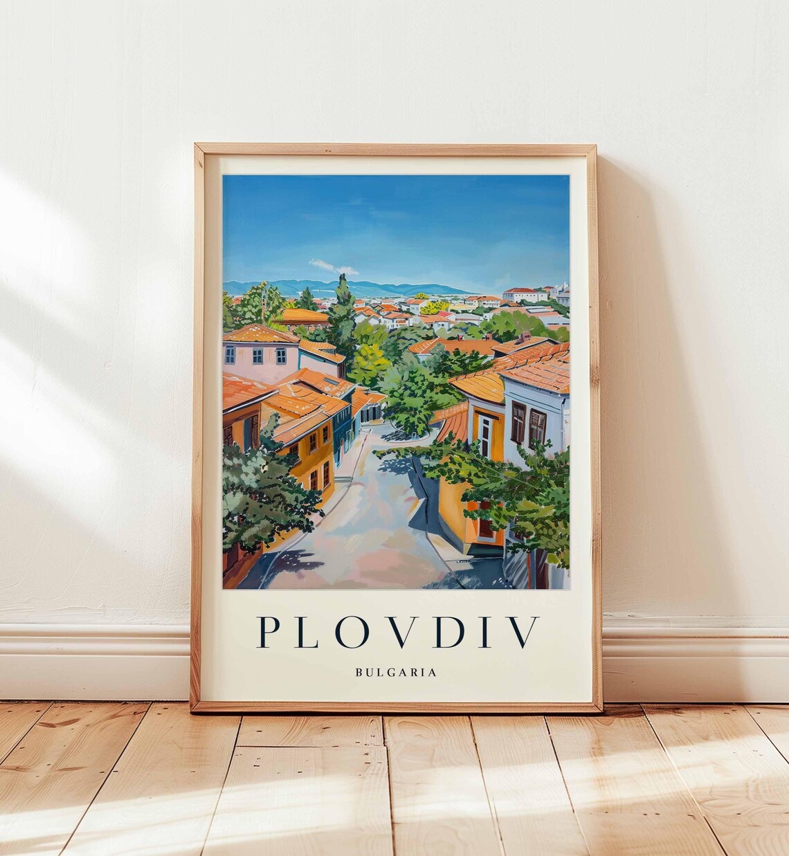 Plovdiv Bulgaria Colorful Old Town Street View Art Travel Poster