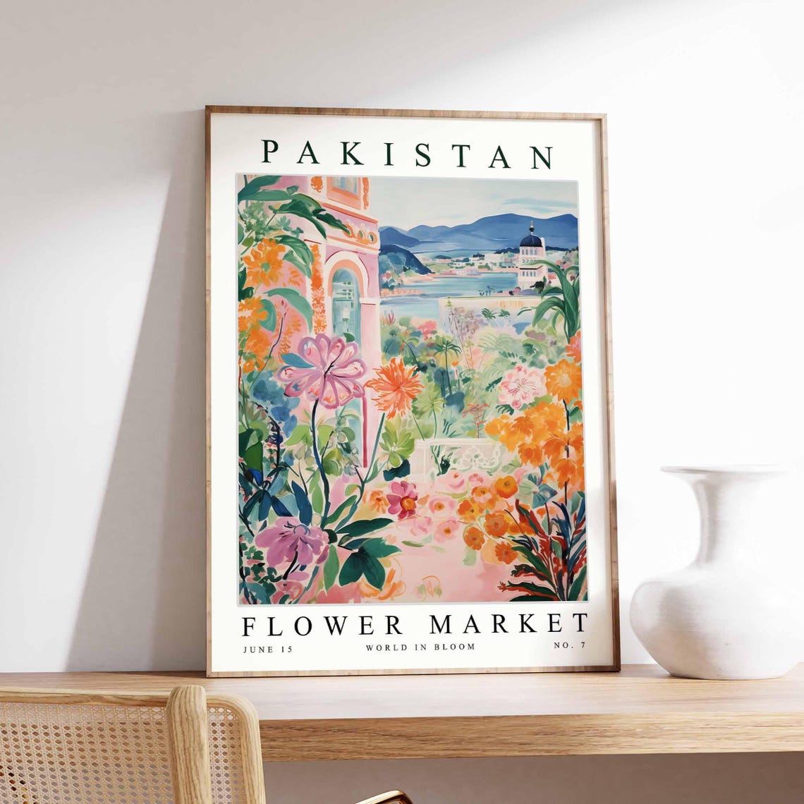 Pakistan Flower Market Poster Pakistanprint Pakistani Floral Wall Art Pakistanfloral Decor Botanical Asia Travel