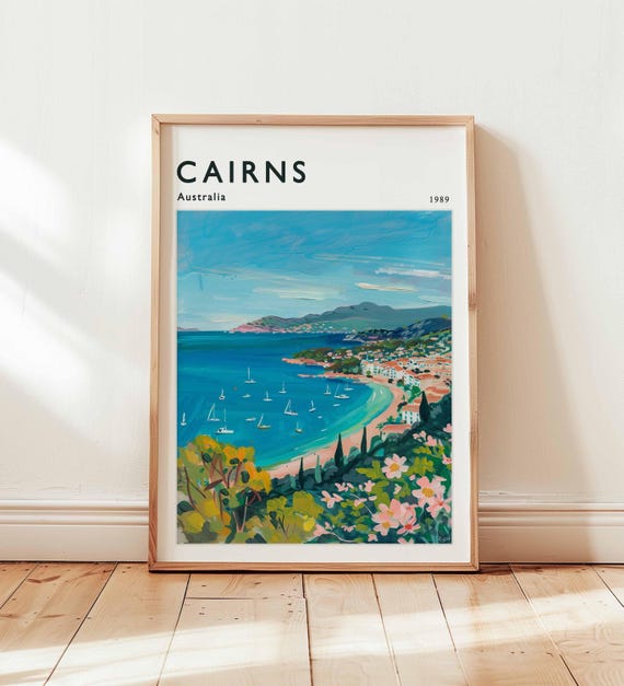Cairns Poster Australia Travel Print Queensland Wall Art Great Barrier Reef Decor Tropical Gift Cairnsprint