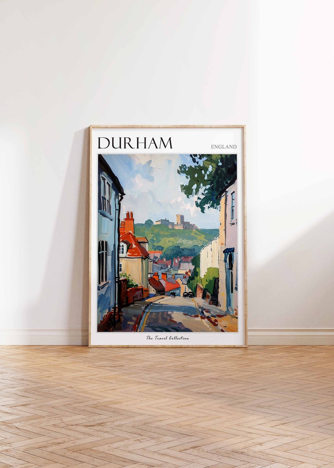 Durham England Castle Hill Street Illustrated Travel Poster Art - Image 2