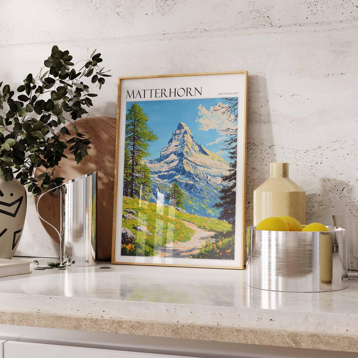 Matterhorn Poster Matterhorn Travel Print Swiss Decor Europe Travel Poster European Wall Art Switzerland Wall Art Mountain Poster - Image 2