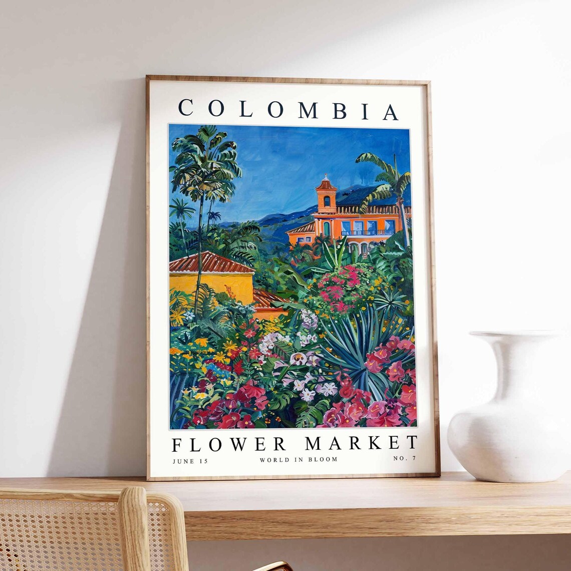 Colombia Flower Market No 7 Hacienda Garden Bougainvillea Art Poster
