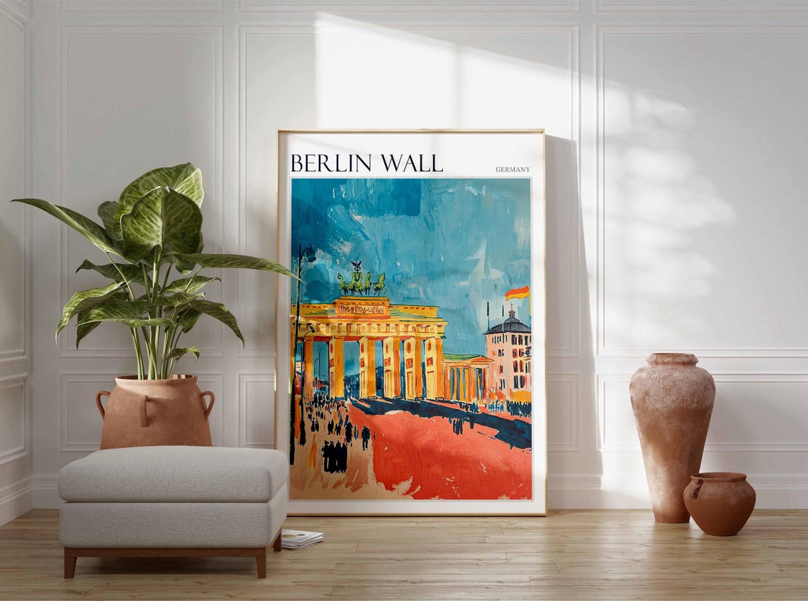 Berlin Wall Germany Brandenburg Gate Quadriga Colorful Art Poster - Image 2