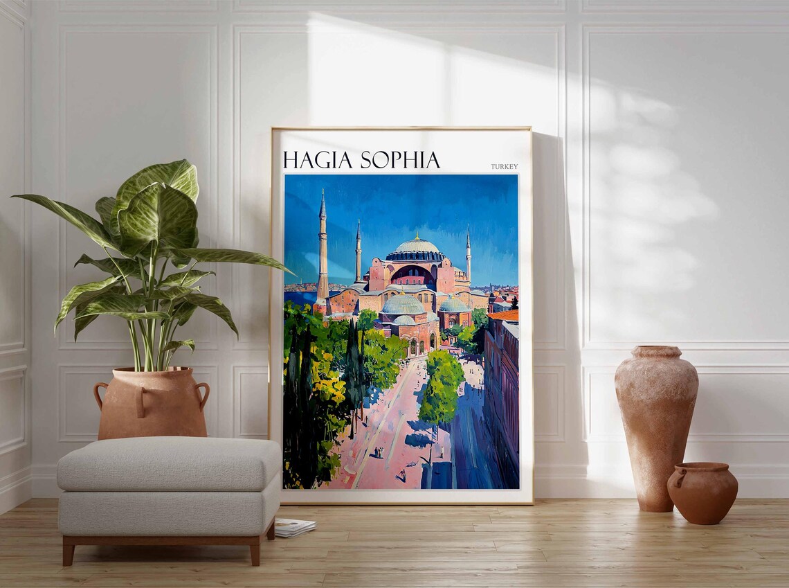 Hagia Sophia Pink Plaza Cypress Walk Historic Turkey Travel Poster - Image 2