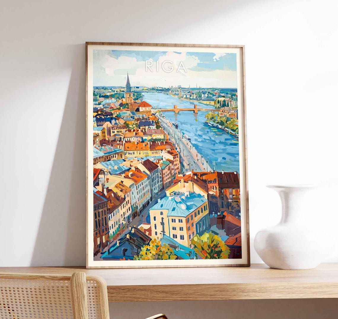 Riga Latvia Panoramic Old Town Daugava River Skyline Scene Poster