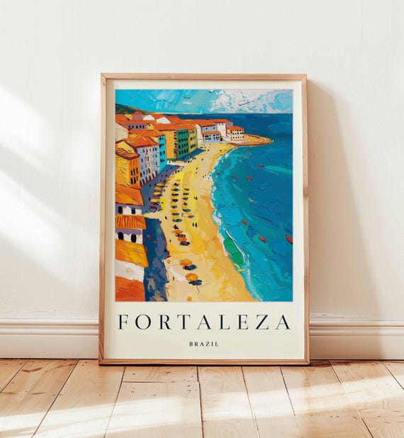 Fortaleza Brazil Travel Poster, Beach City Coastal Art