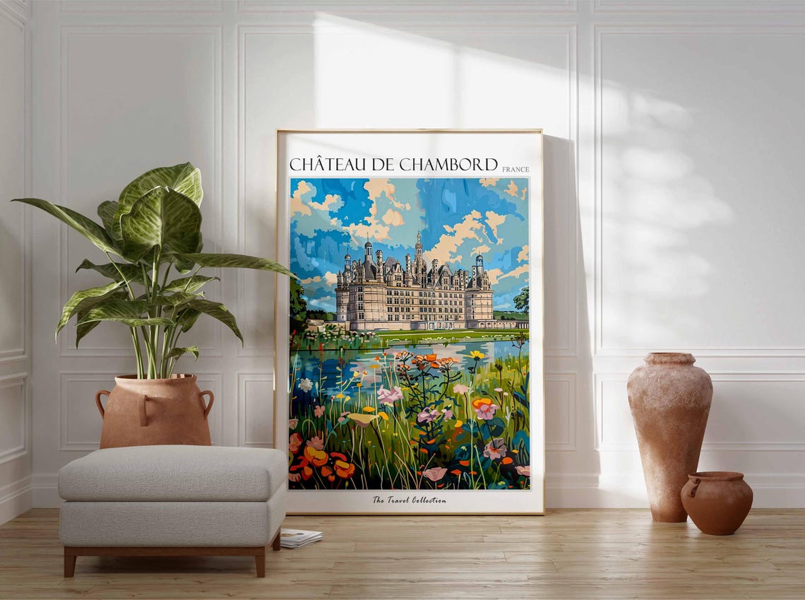 Chteau De Chambord Poster France Travel Print French Decor Europe Travel Poster European Wall Art Chteau De Chambord Travel Poster - Image 3