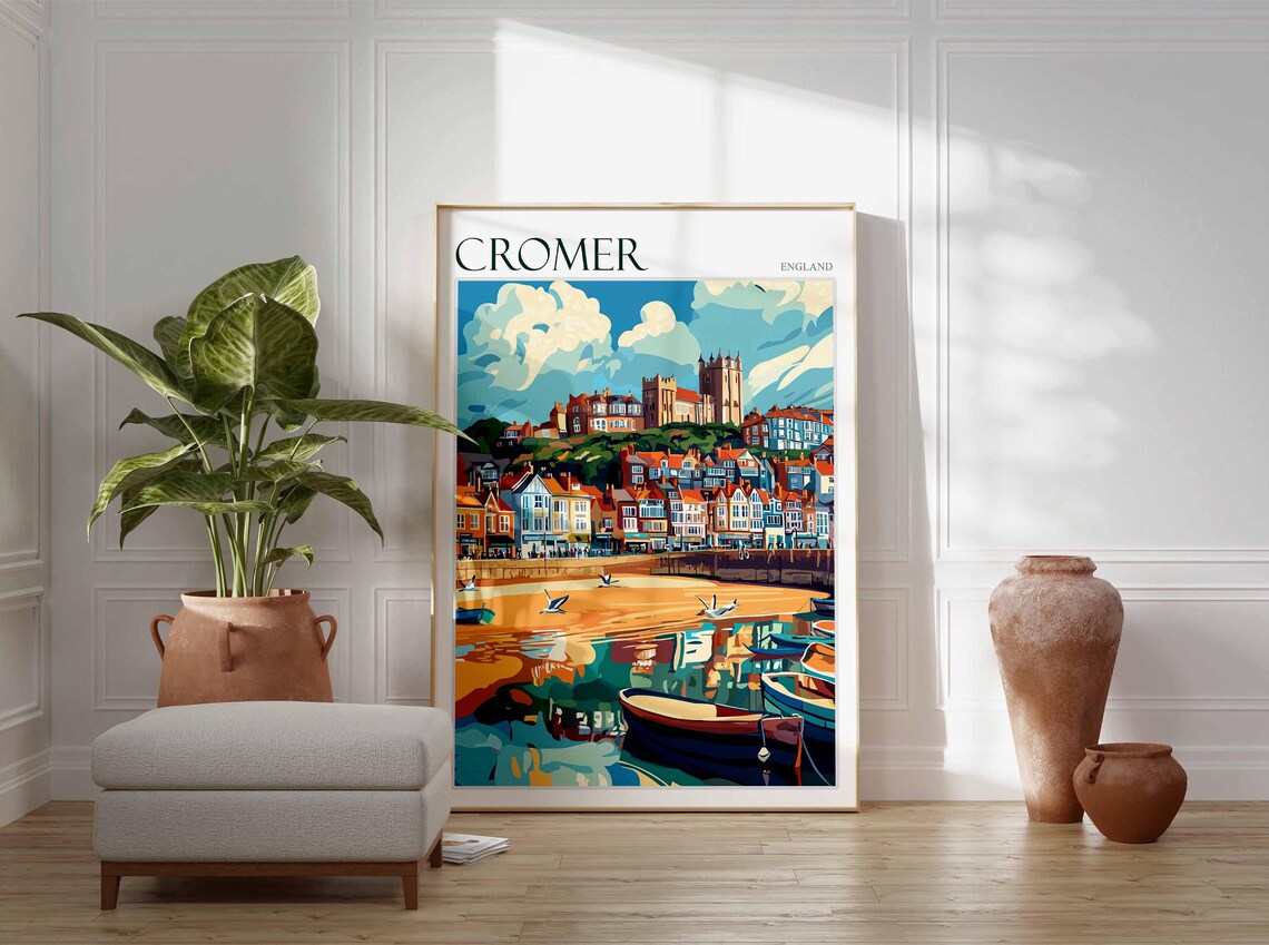Cromer England Seaside Town Fishing Boats Beach Travel Poster - Image 3