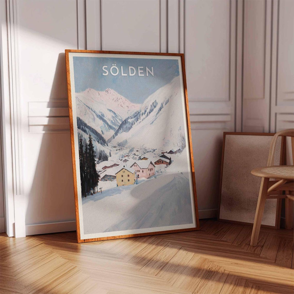 Sölden Austria Soft Watercolor Pastel Chalet Slope Gentle Poster - Image 3