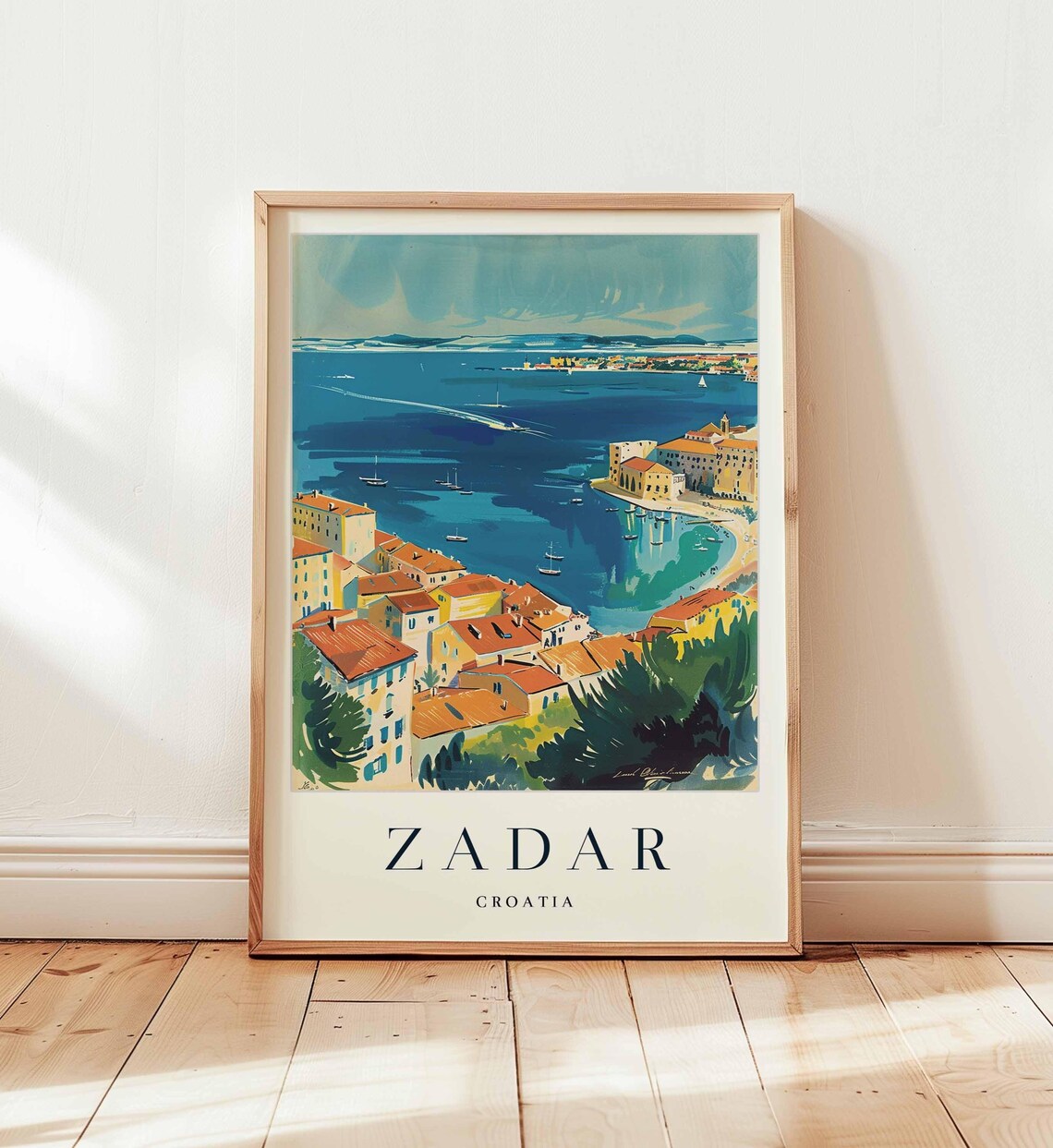 Zadar Croatia Travel Poster, Dalmatian Coast Art Print