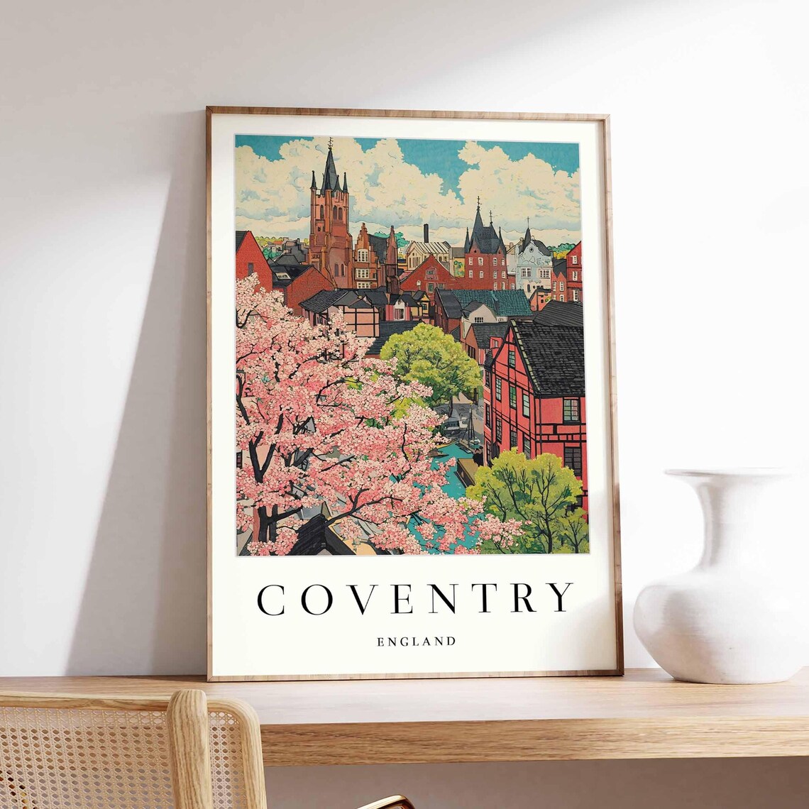 Coventry Cathedral Print Uk Cityscape England Travel Art