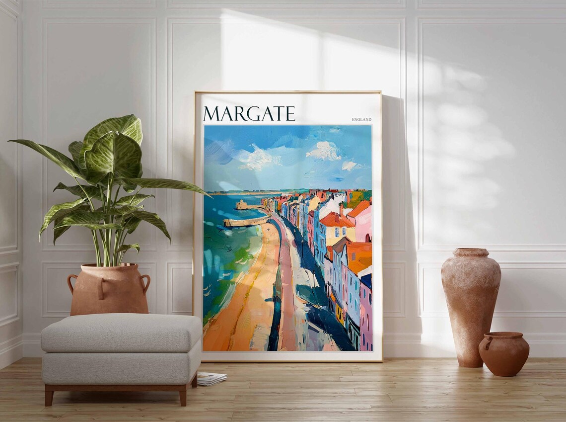 Margate England Aerial Bay View Pier Promenade Painting Poster - Image 3