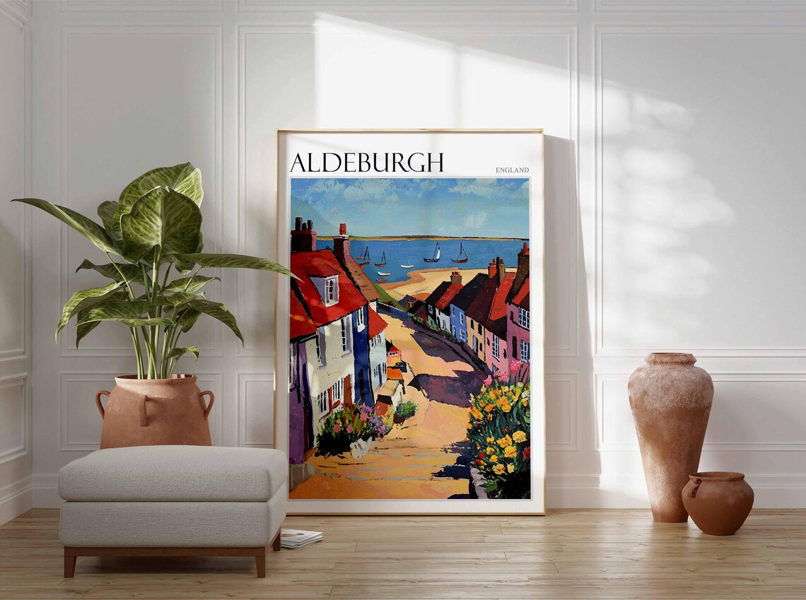 Aldeburgh Steep Street Red Roofs Sailboats Suffolk Seaside Art Poster - Image 3