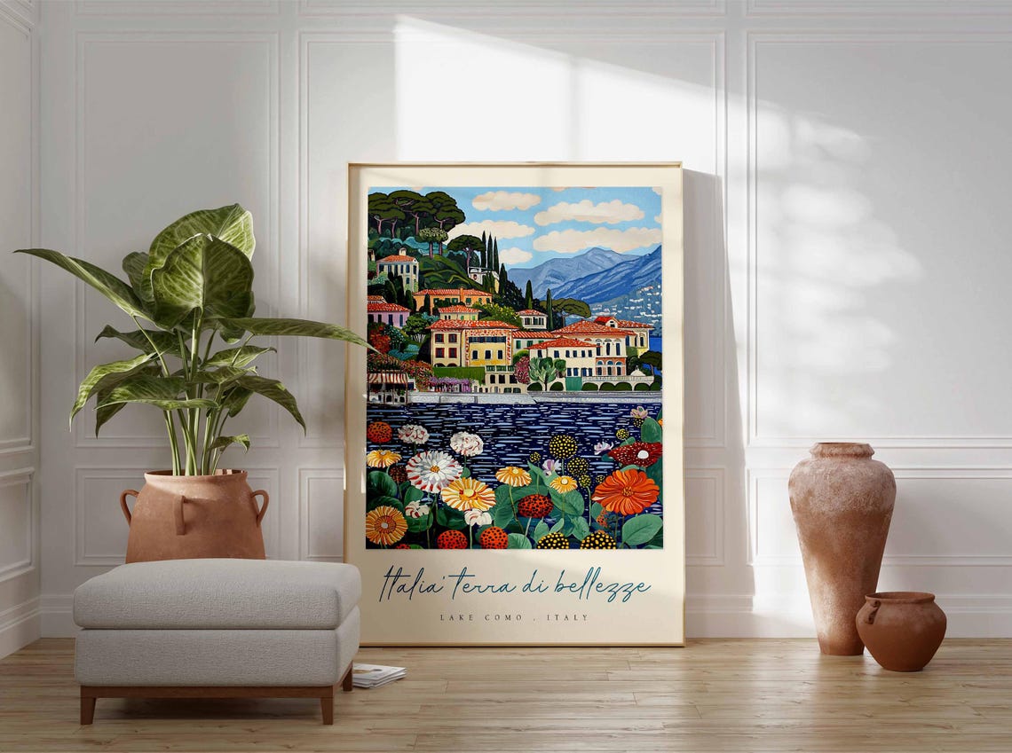 Lake Como Poster Italian Travel Print Lake Como Travel Art Lake Como Wall Art Italy Art Italy Travel Decor Italian Travel Gift - Image 3