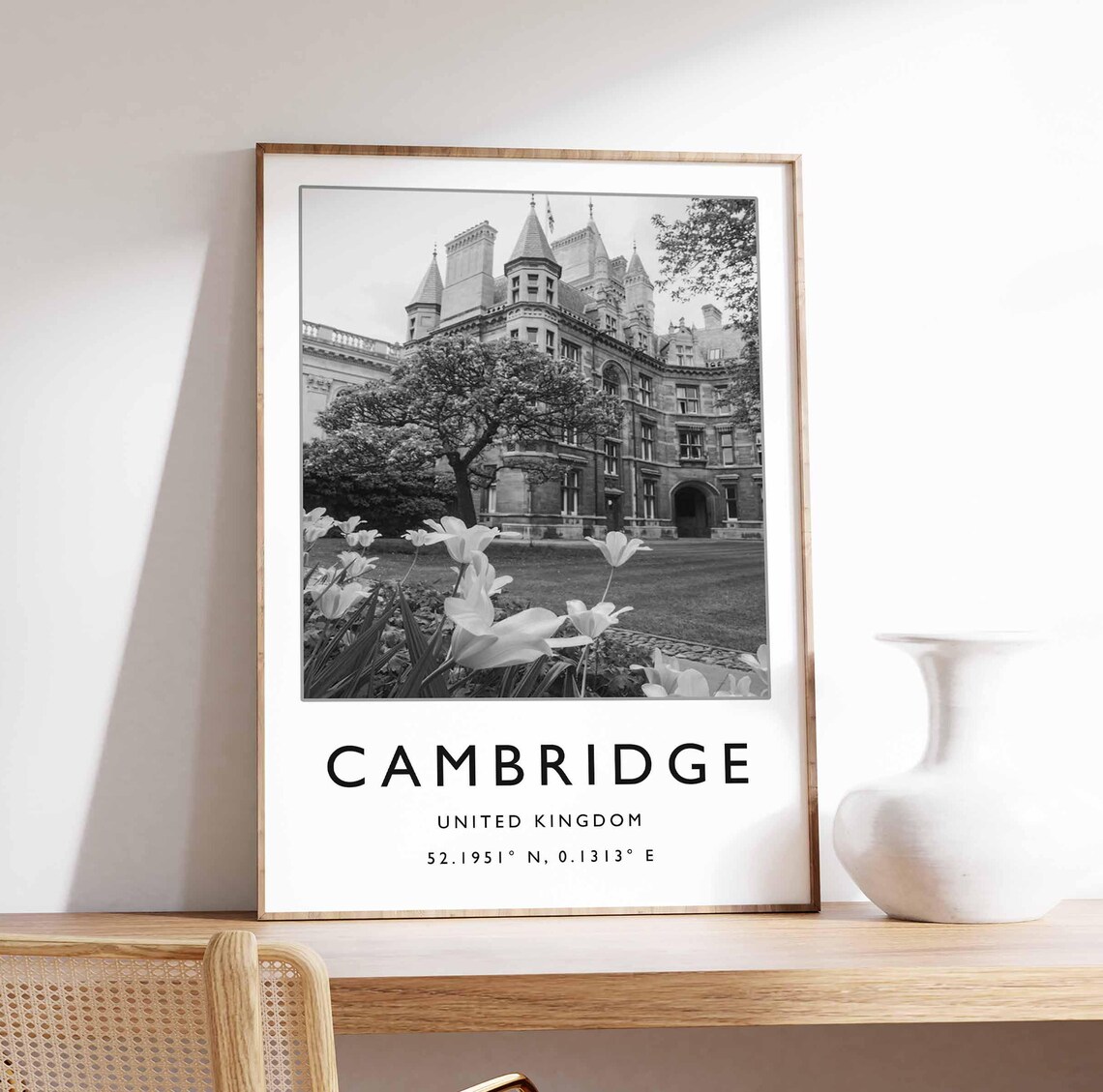 Cambridge United Kingdom Historic College Architecture Photo Poster