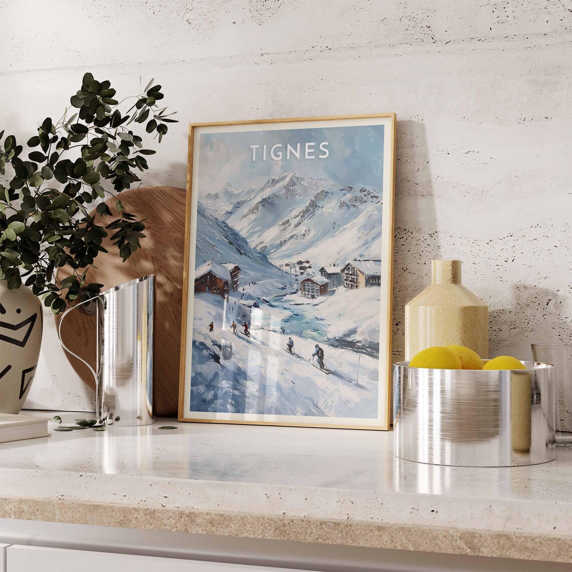 Skiing Travel Poster Tignes Ski Print France Travel Print Skiing Art Skiing Print Winter Sport Art Ski Gift - Image 2