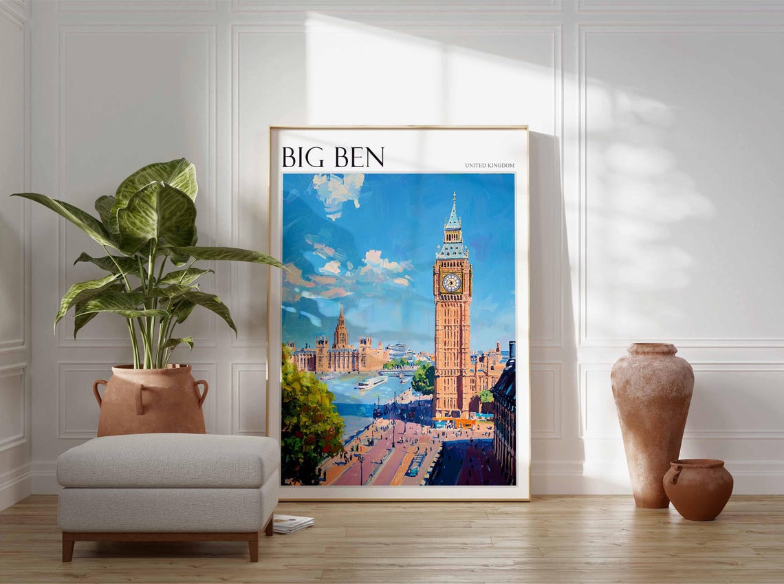 Big Ben Poster England Travel Print British Decor United Kingdom Travel Poster City Print Big Ben Gift Big Ben Travel Poster - Image 2