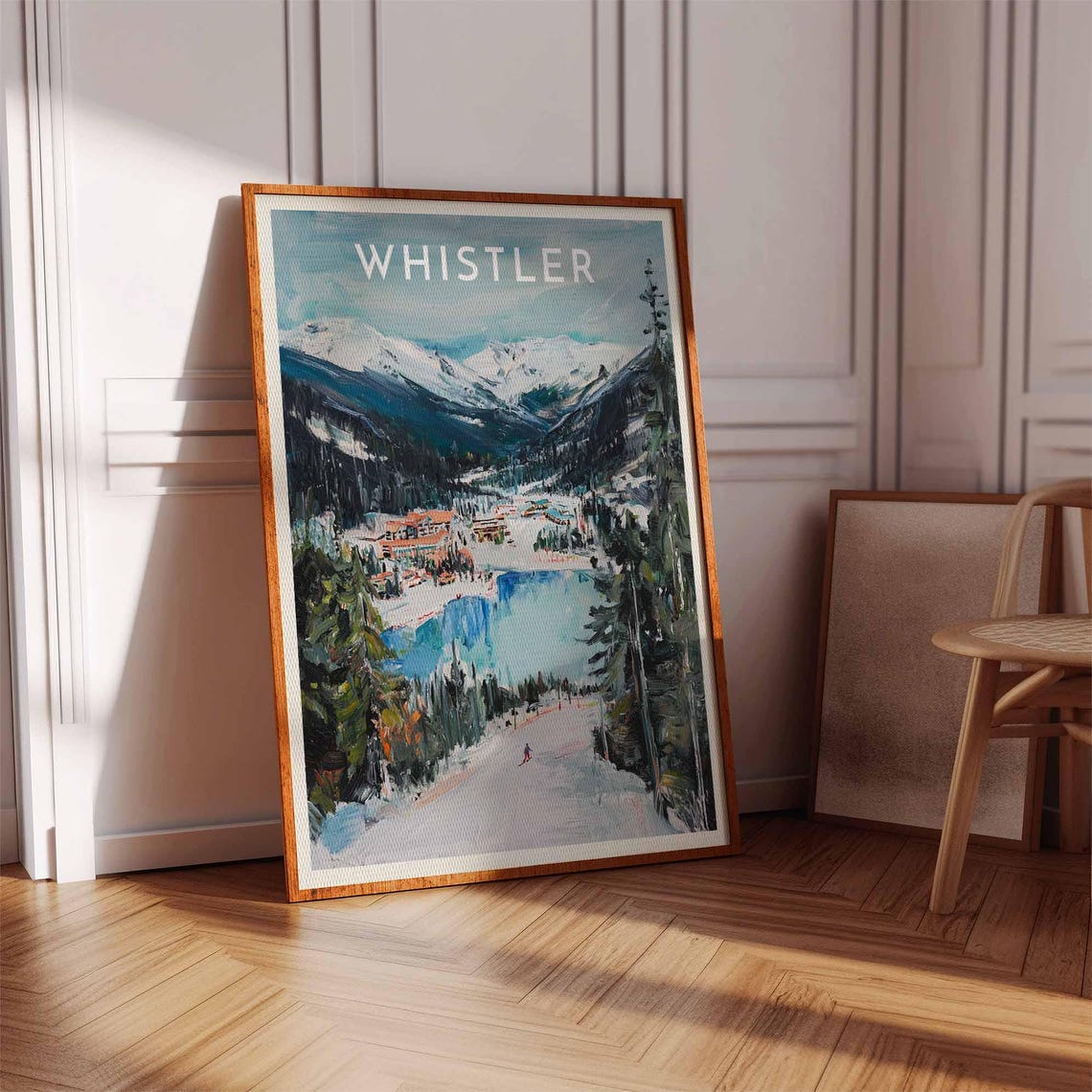 Whistler Canada Lake View Ski Slope Painterly Art Travel Poster - Image 3
