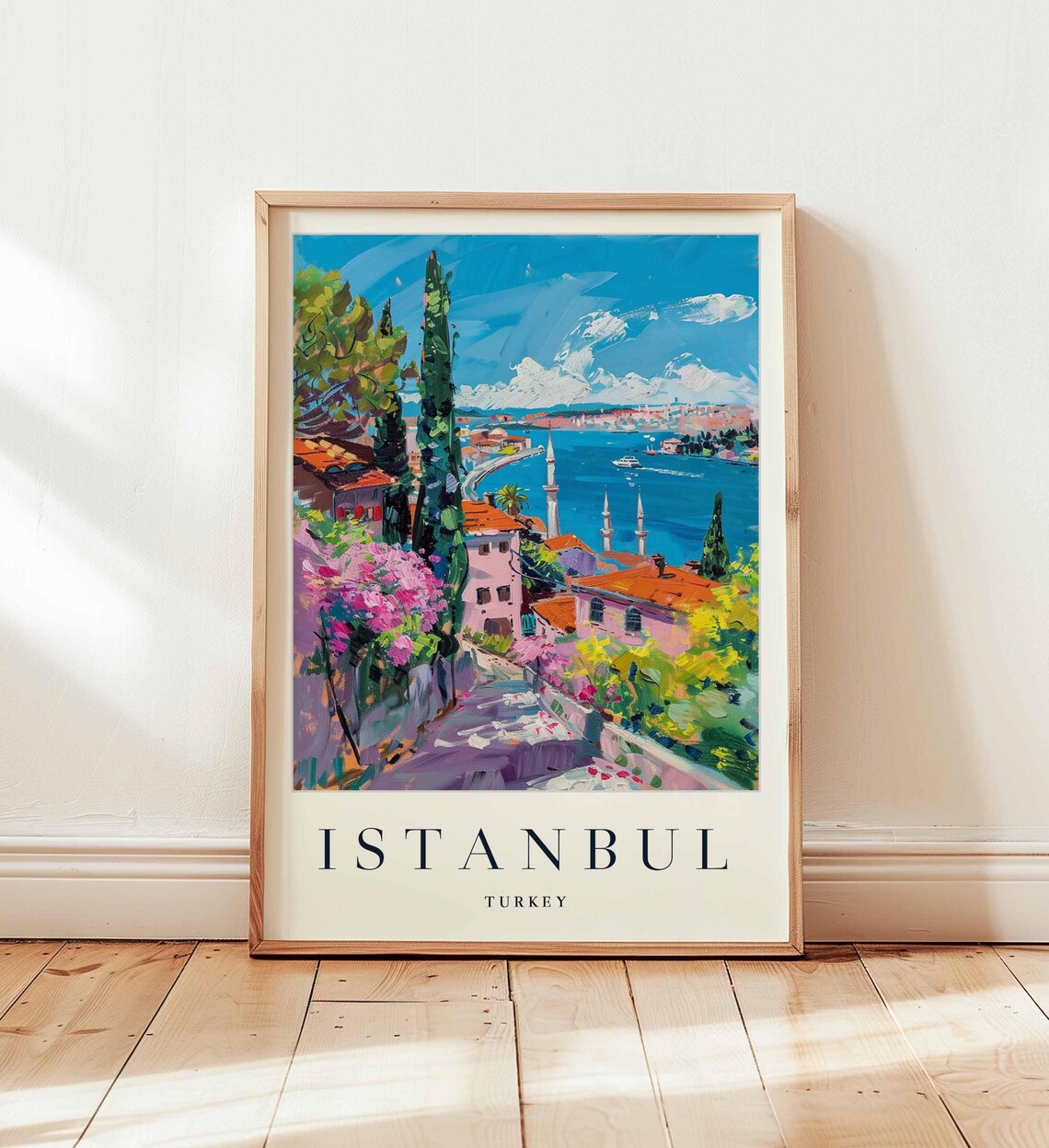 Istanbul Turkey Hillside Cypress Path Sea View Village Poster