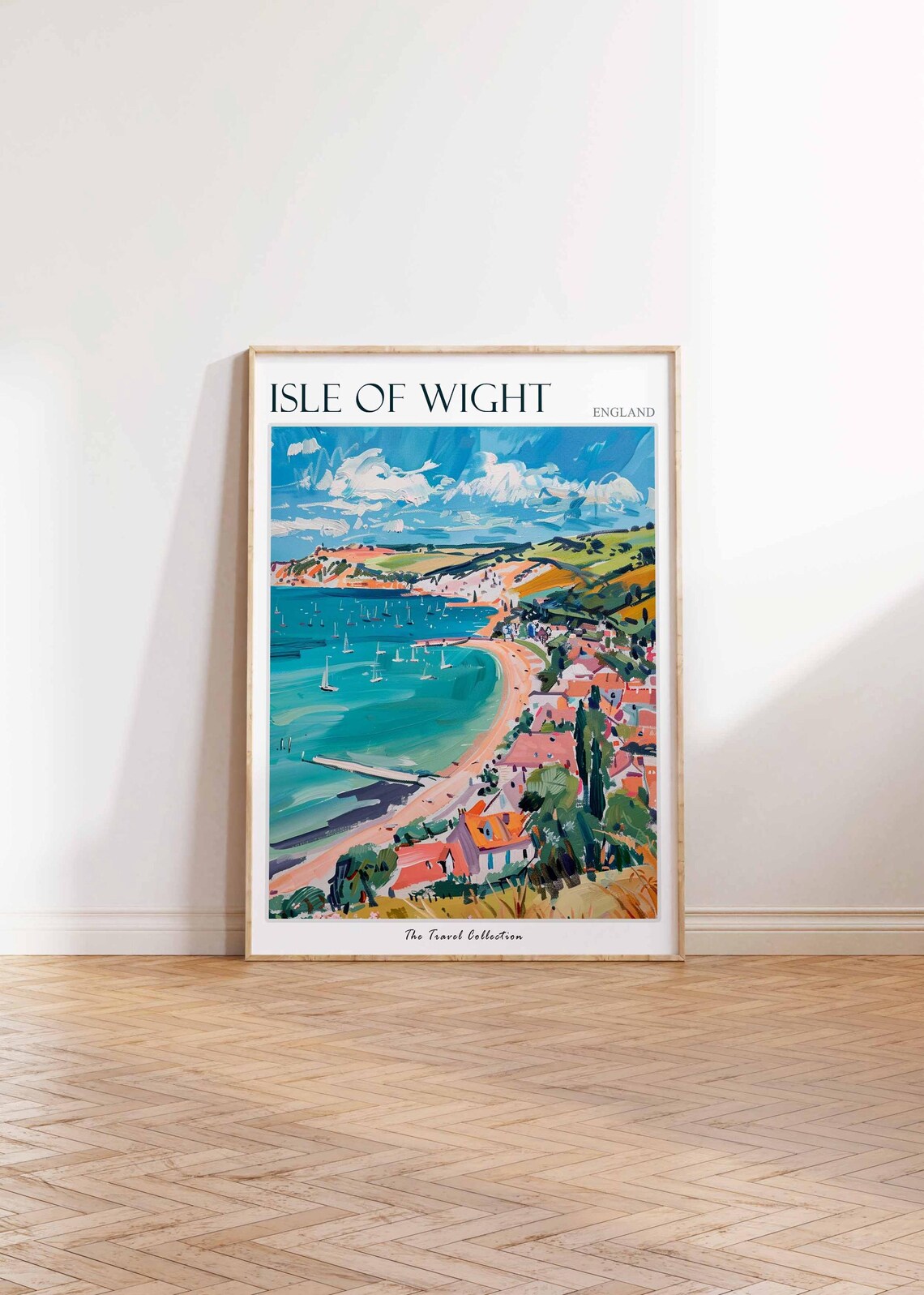 Isle of Wight England Sailboat Harbor Painted Coastal Travel Poster - Image 2