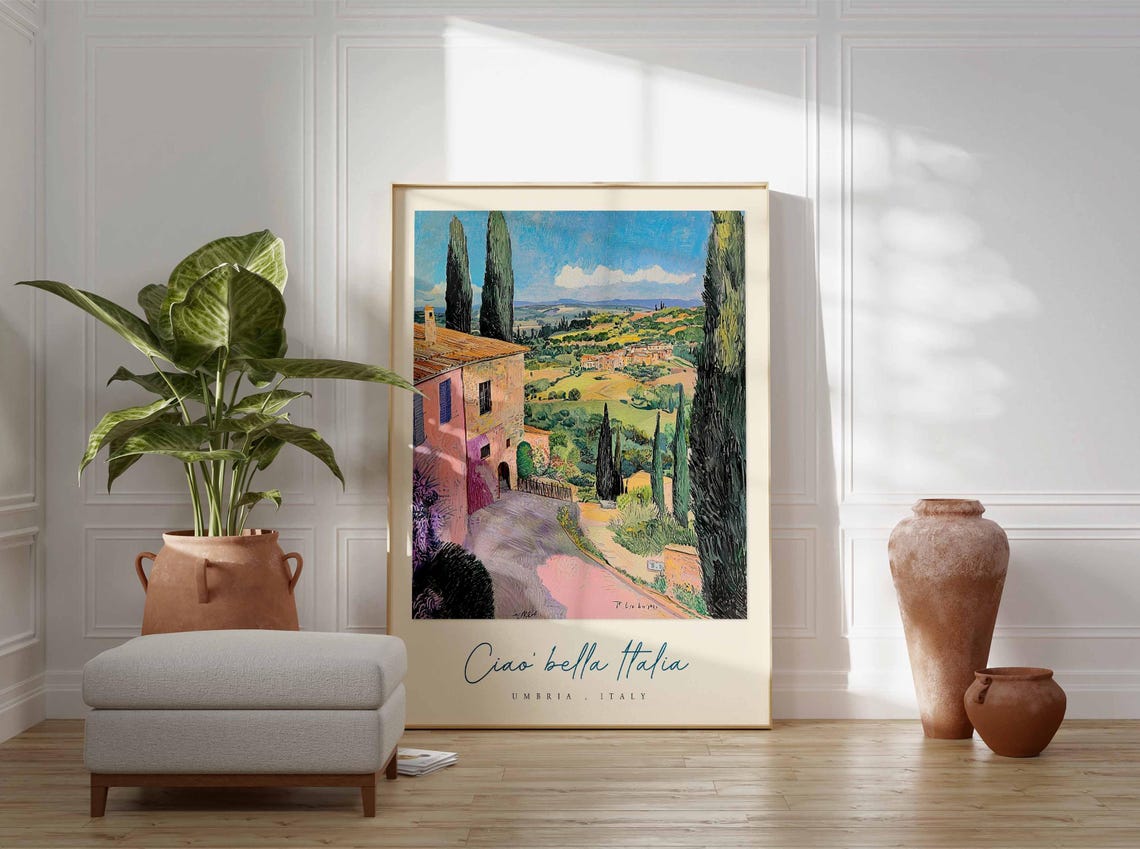 Umbria Poster Italian Travel Print Umbria Travel Art Umbria Wall Art Italy Art Italy Travel Decor Italian Travel Gift - Image 3