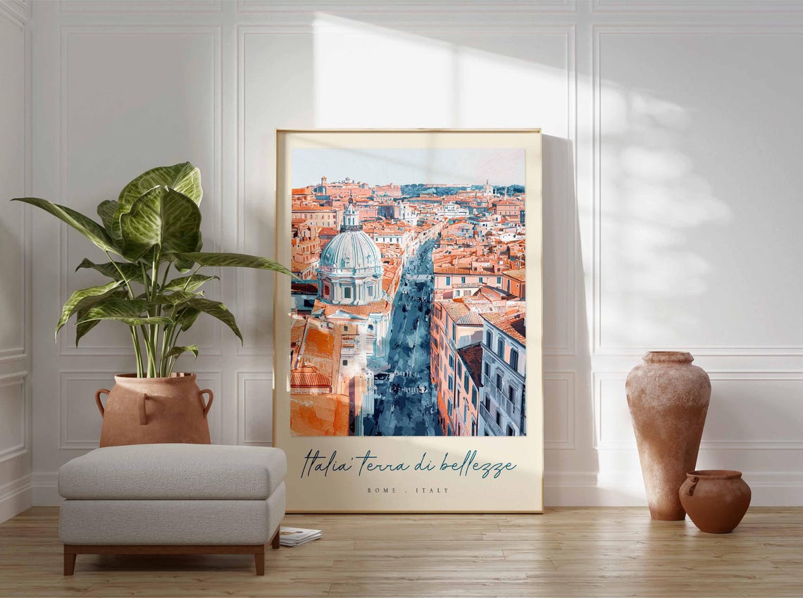 Rome Poster Italian Travel Print Rome Travel Art Rome Wall Art Italy Art Italy Travel Decor Italian Travel Gift - Image 3