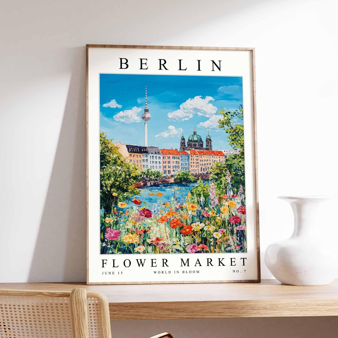 Berlin Flower Market TV Tower Cathedral Blooms Travel Poster No 7