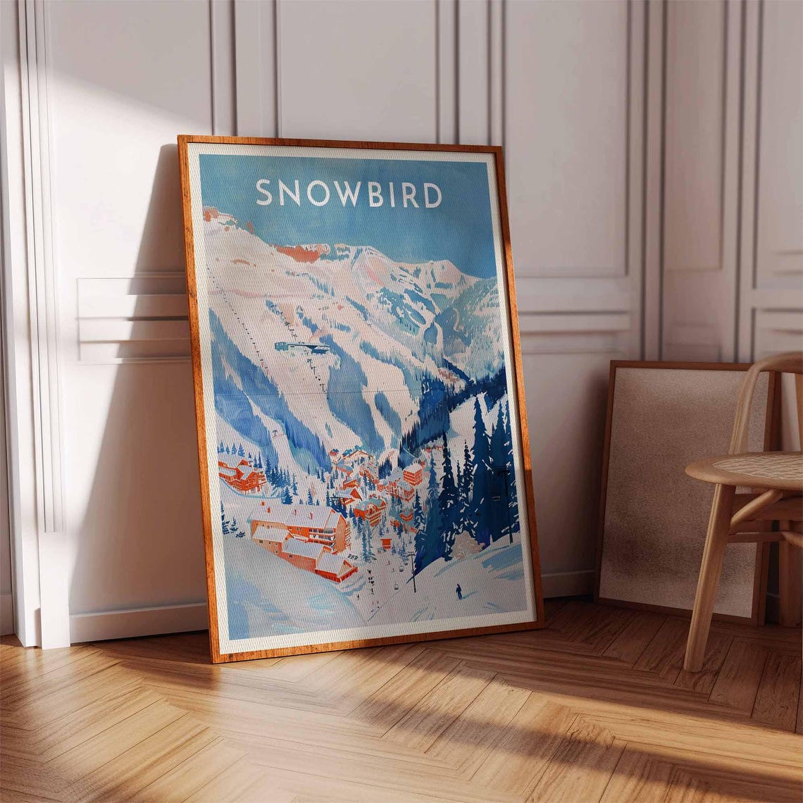 Snowbird Red Roofed Chalets Under the Snowy Peaks Utah Poster - Image 3