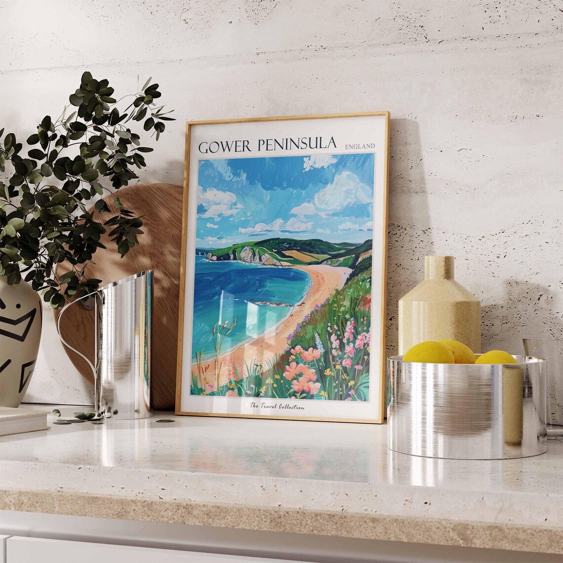 Gower Peninsula Sweeping Beach Travel Poster Turquoise Sea Coast Art - Image 3