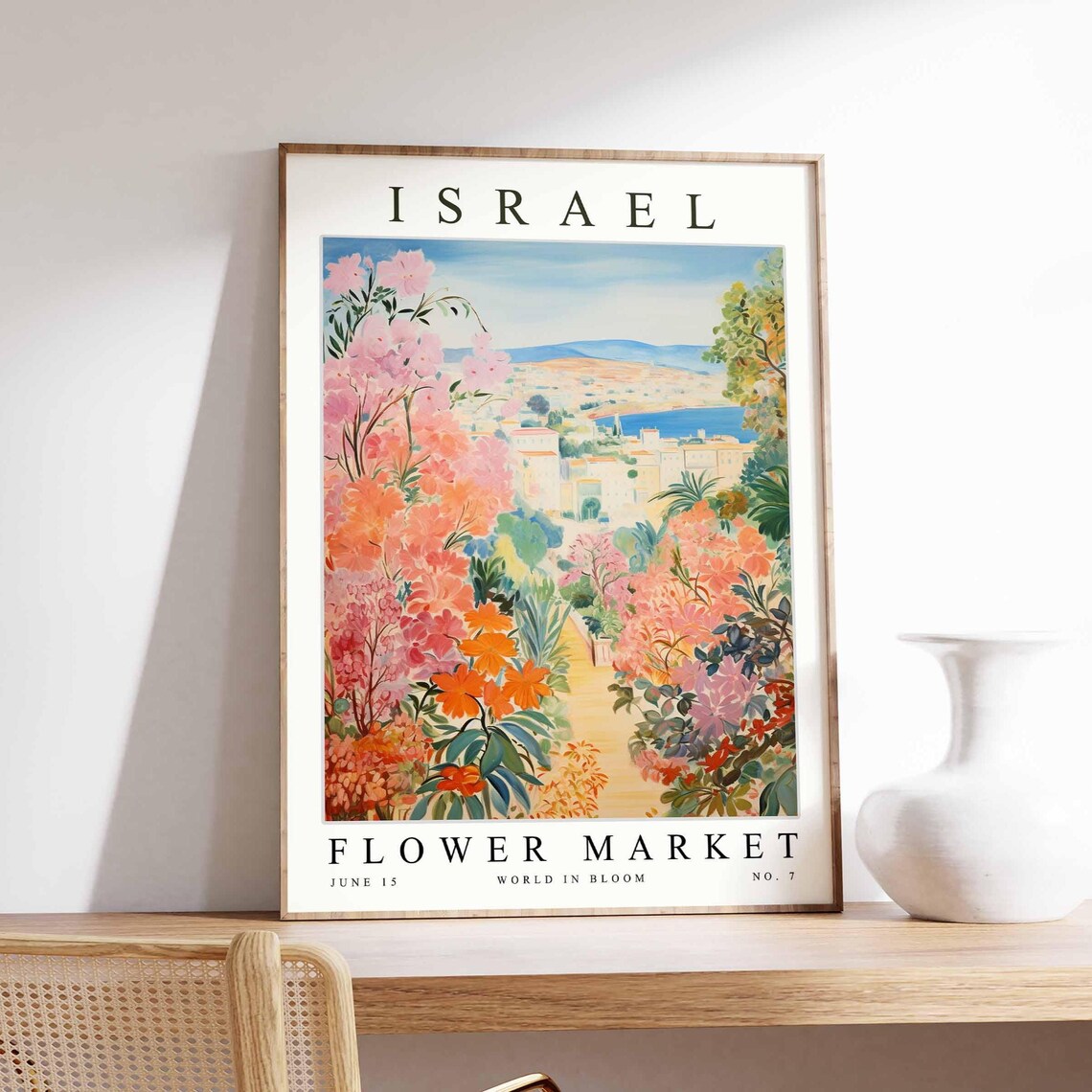Israel Flower Market Coastal Town Blossom Frame View Art Poster