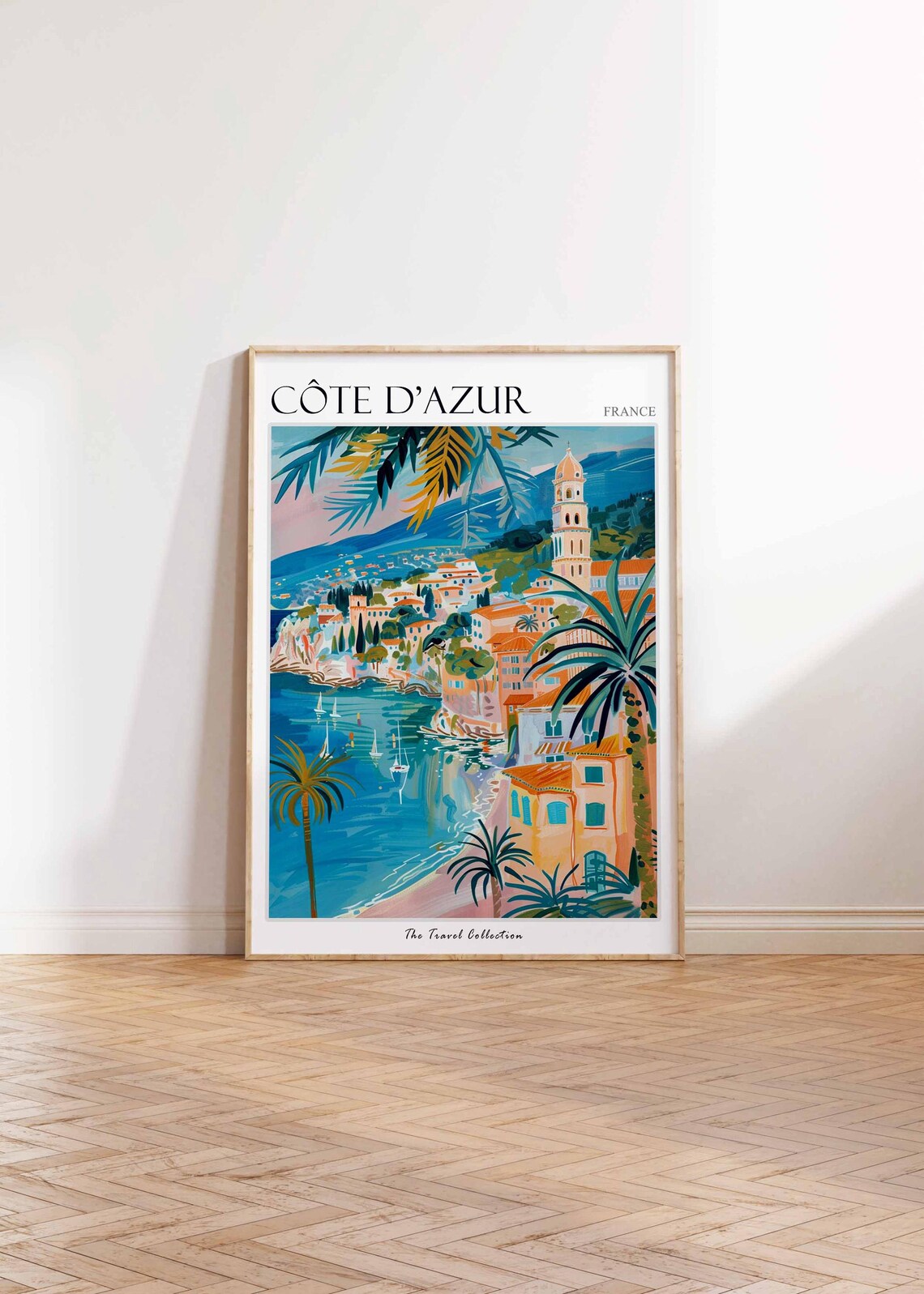 Cote d Azur France Riviera Coastal Town Painted Travel Poster - Image 2