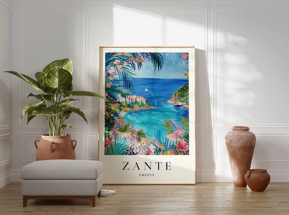 Zante Poster Zante Travel Print Greece Wall Art Greek Travel Print Europe Decor Sea Print Zante Gift Zante Travel Poster - Image 3