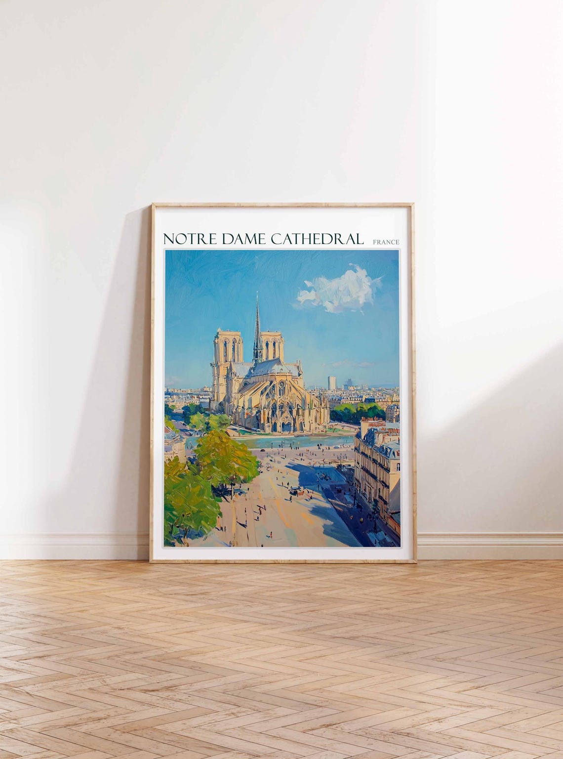 Notre Dame Cathedral Poster Notre Dame Cathedral Travel Print France Travel Poster Tropical Decor Travel Gift Floral Print - Image 2