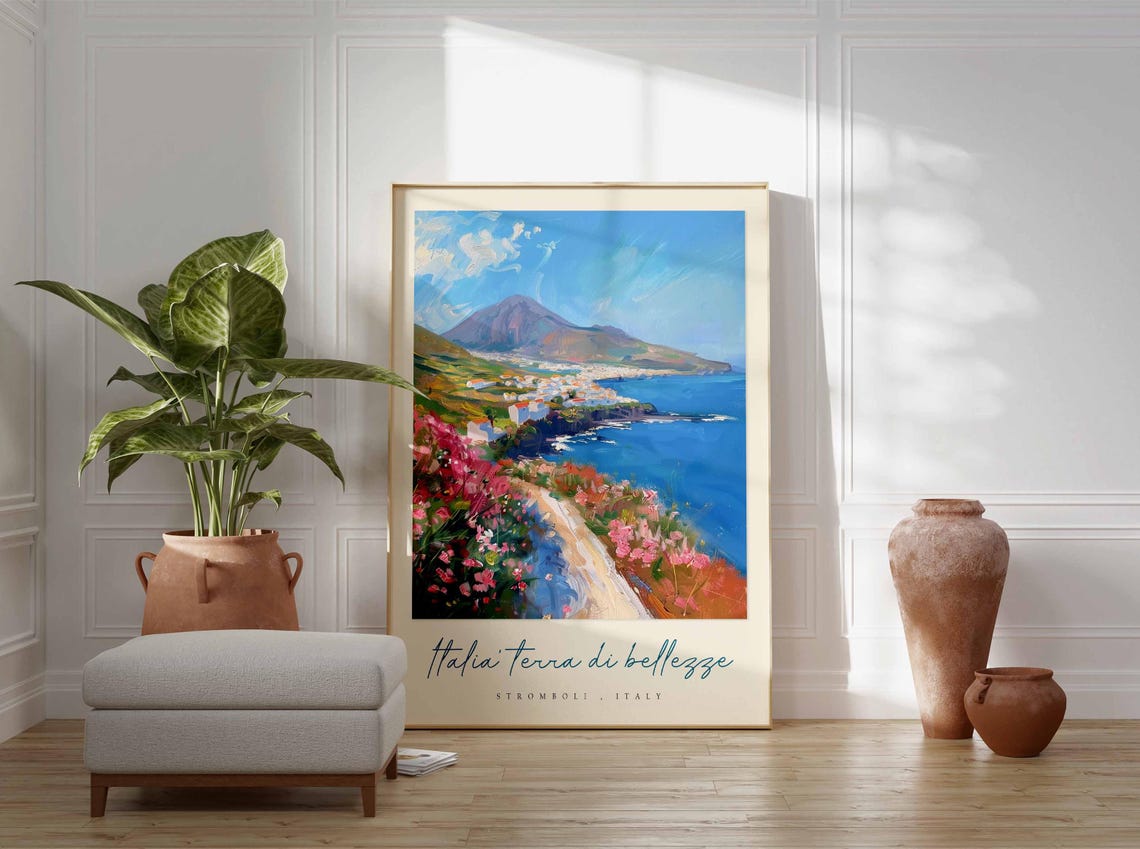 Stromboli Poster Italian Travel Print Stromboli Travel Art Stromboli Wall Art Italy Art Italy Travel Decor Italian Travel Gift - Image 3