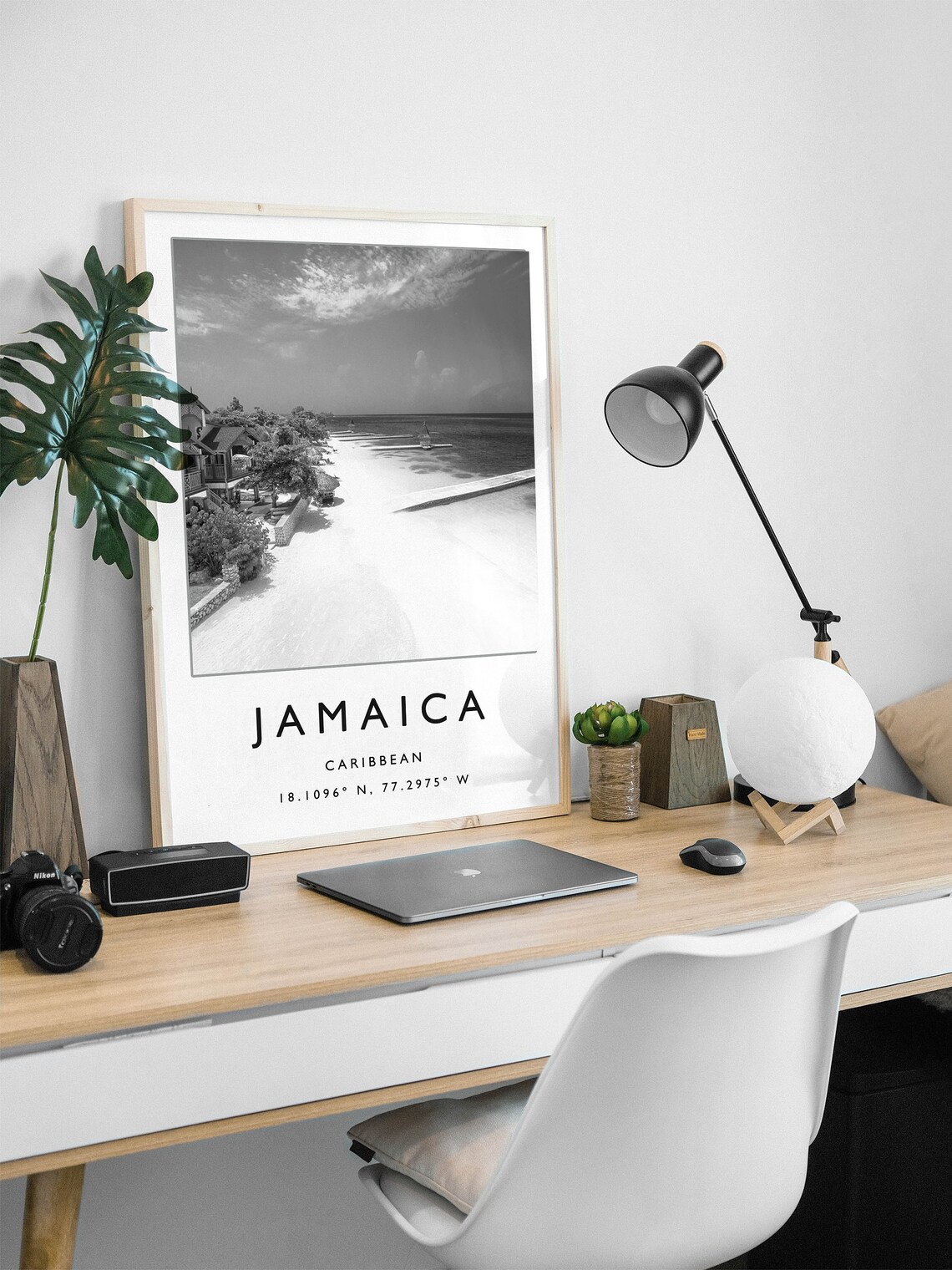Jamaica Travel Poster, Black White Caribbean Art - Image 3