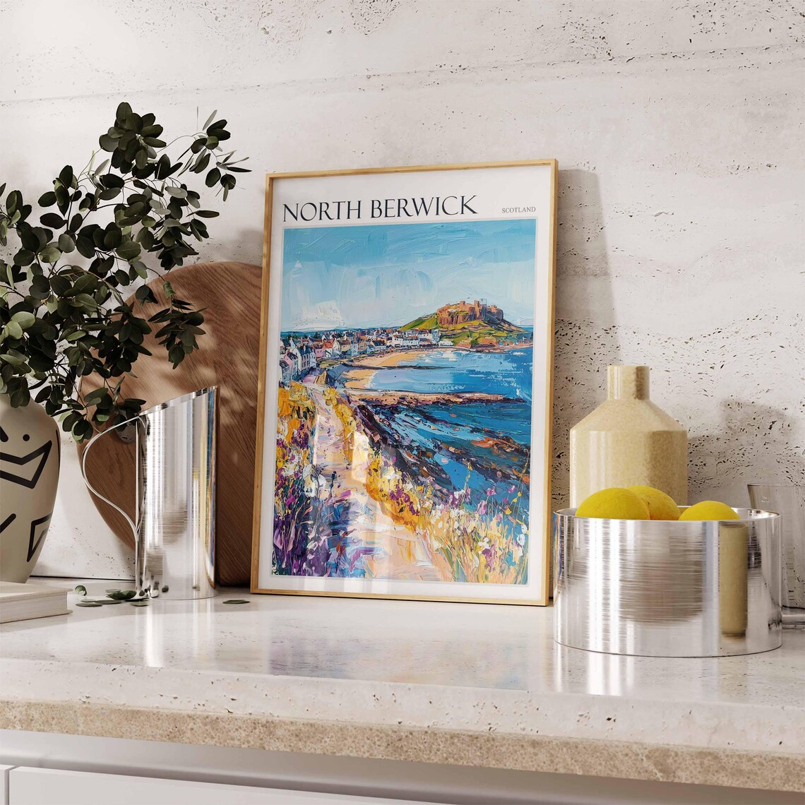 North Berwick Scotland Beach Castle Hill Wildflowers Coast Poster - Image 2