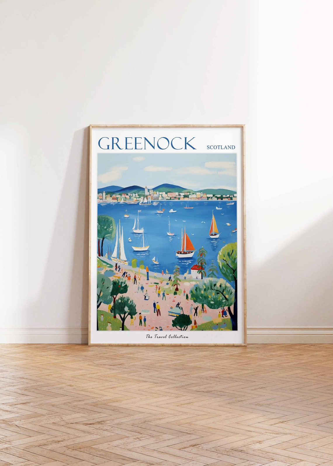 Greenock Scotland Sailing Regatta Orange Sails Crowded Beach Poster - Image 2