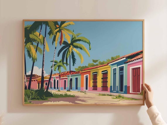 Travel Poster Vibrant Caribbean Island Art