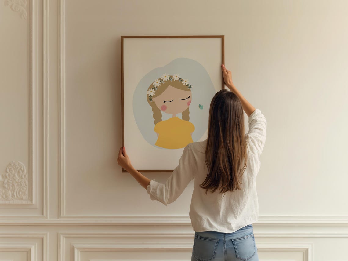 Summer Girl Art Print Flower Women Art Print Flower Crown Art Daisy Flower Print Summer Girl Illustration Girl Flower Print - Image 2