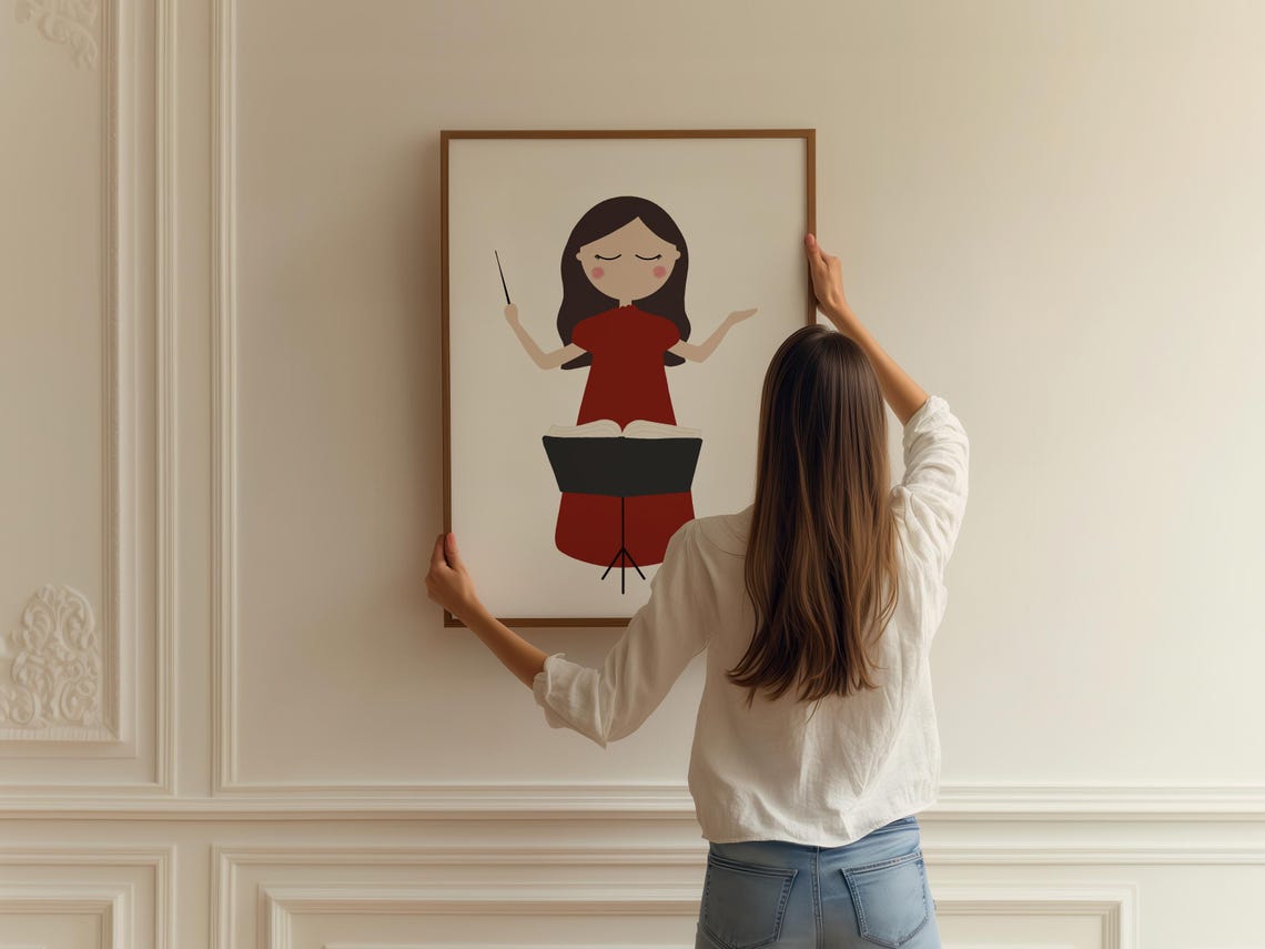 Music Conductor Girl Art Print Music Conductor Print Music Conductor Gifts Music Classroom Poster - Image 2