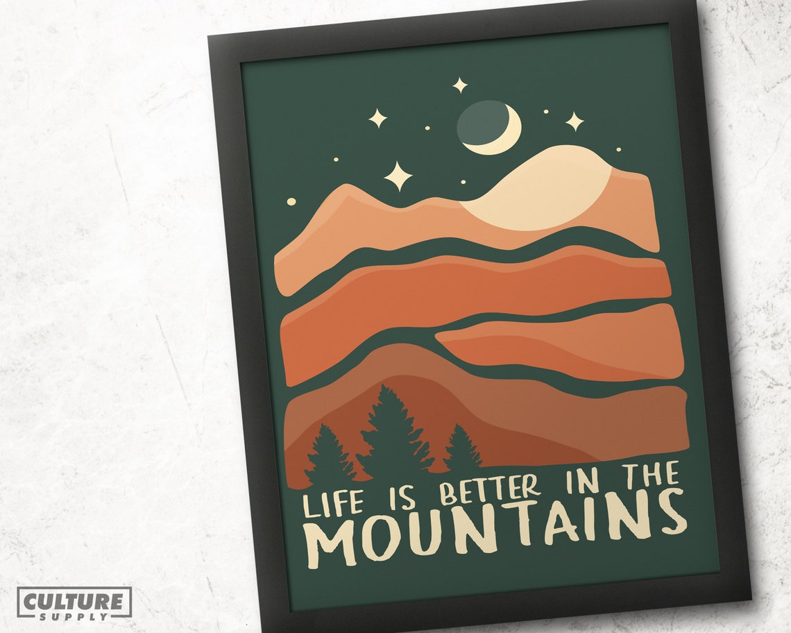 Life Is Better in the Mountains Sunset Moon Adventure Poster - Image 4